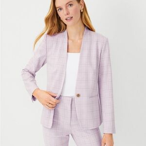 Ann Taylor pink plaid pencil skirt suit
